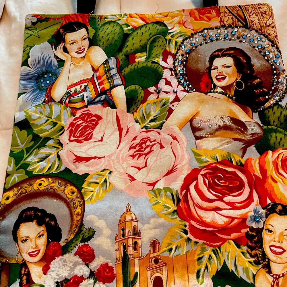 Bejeweled señorita canvas tote bag